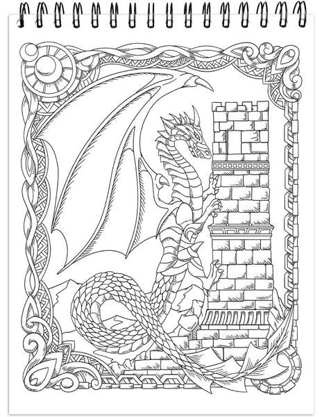 Colorful dragons adult coloring book single