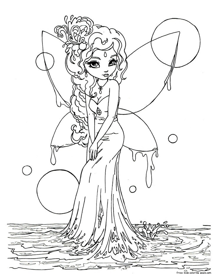 Coloring pages water fairy coloring page