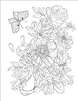 Stress relief flower coloring book for adults beautiful and relaxing floral designs arrangements and bouquets callisto publishing books