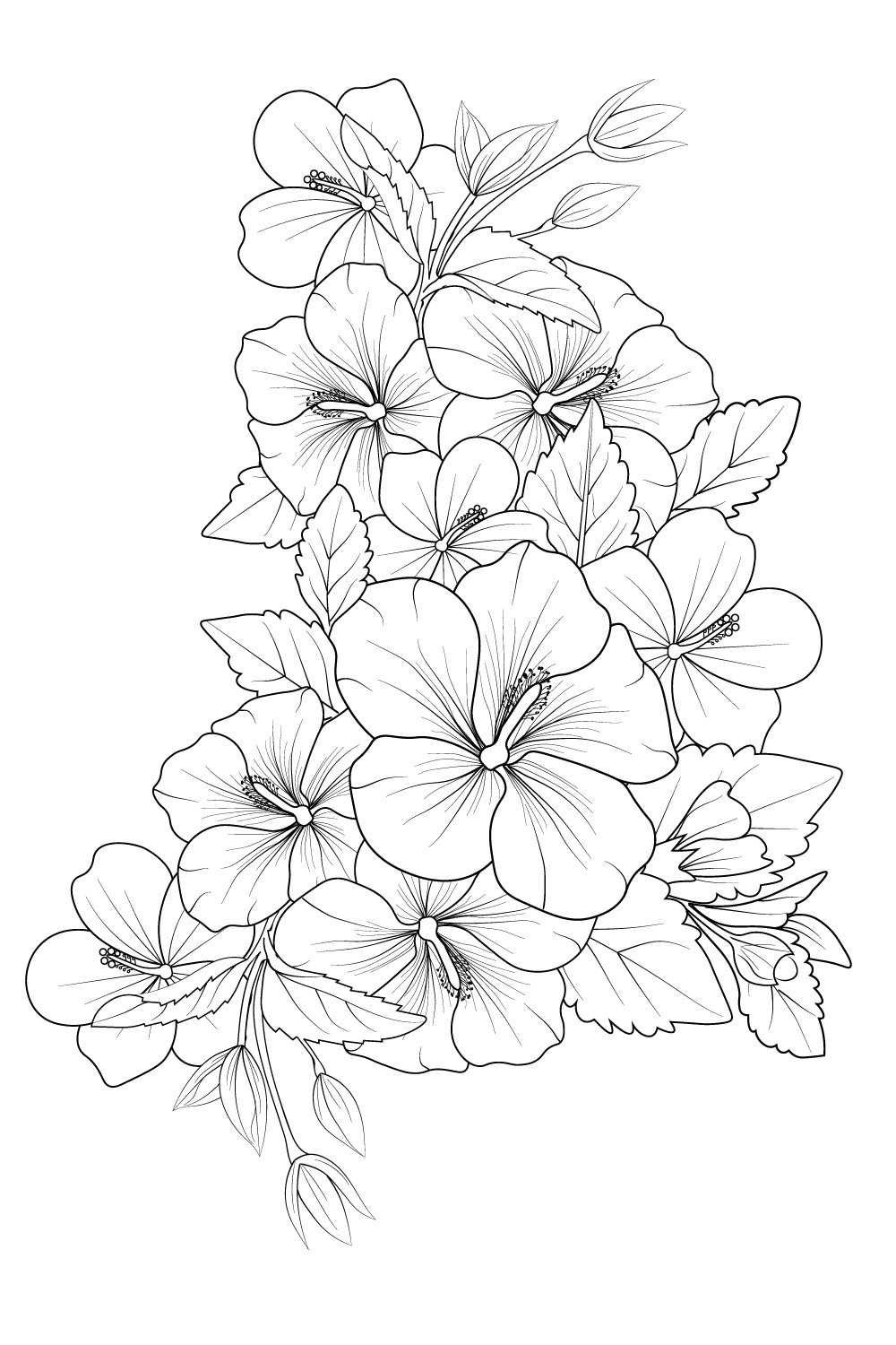 Hibiscus flower vector illustration of a beautiful flower bouquet a hand