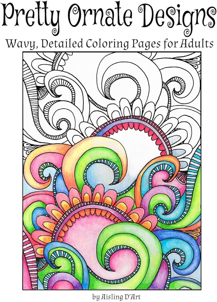 Pretty ornate designs wavy detailed coloring pages for adults dart aisling books