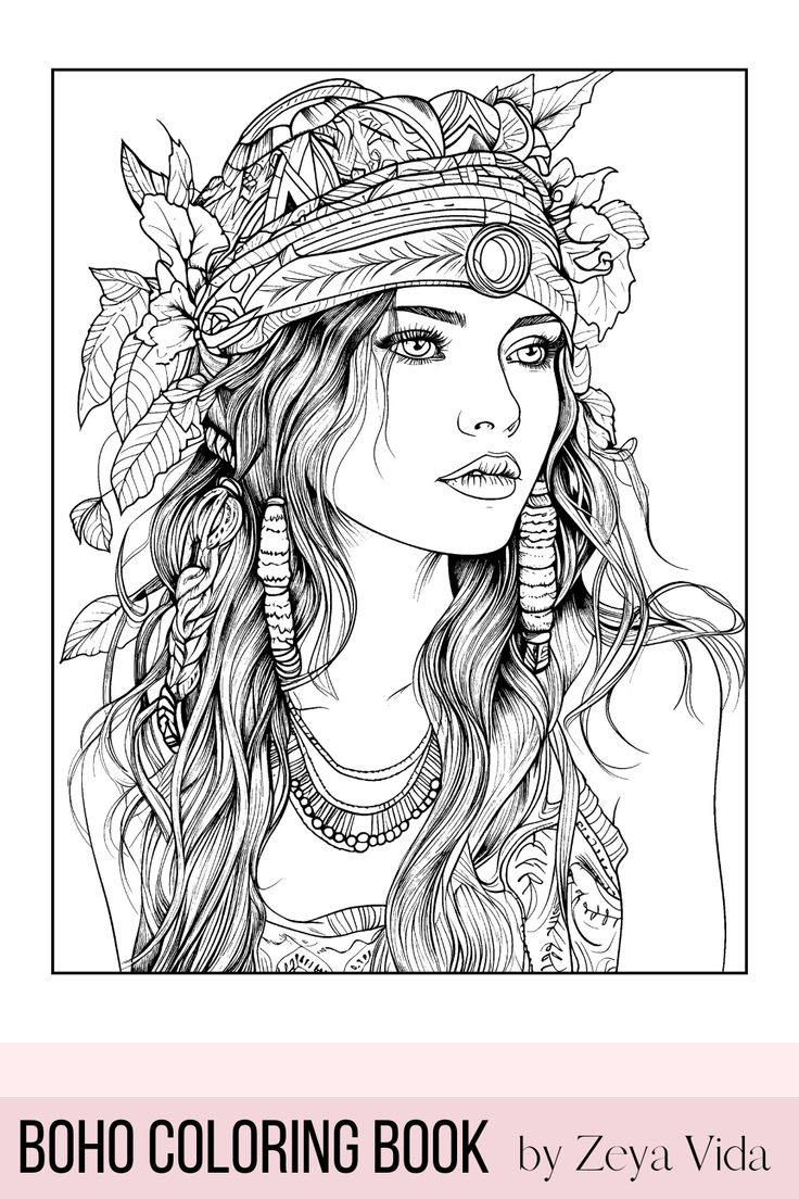 Pretty in boho style coloring book a coloring book of beautiful women in chic clothing for teens and adults fashion beauty coloring book art people coloring pages coloring books