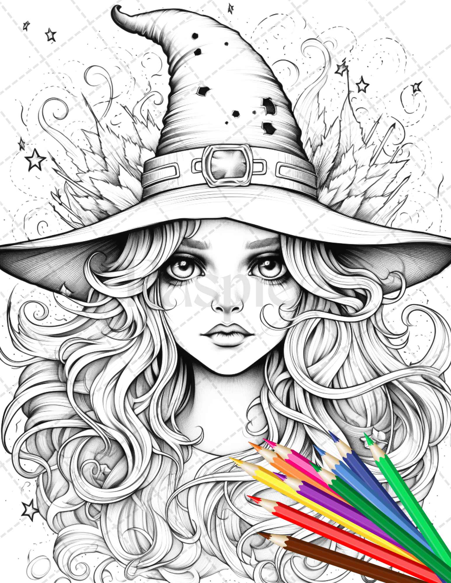 Cute witches coloring pages printable for adults grayscale colorin â coloring
