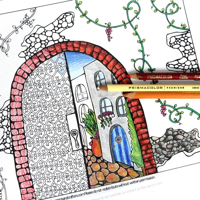 Arched city coloring page for adults moms and crafters