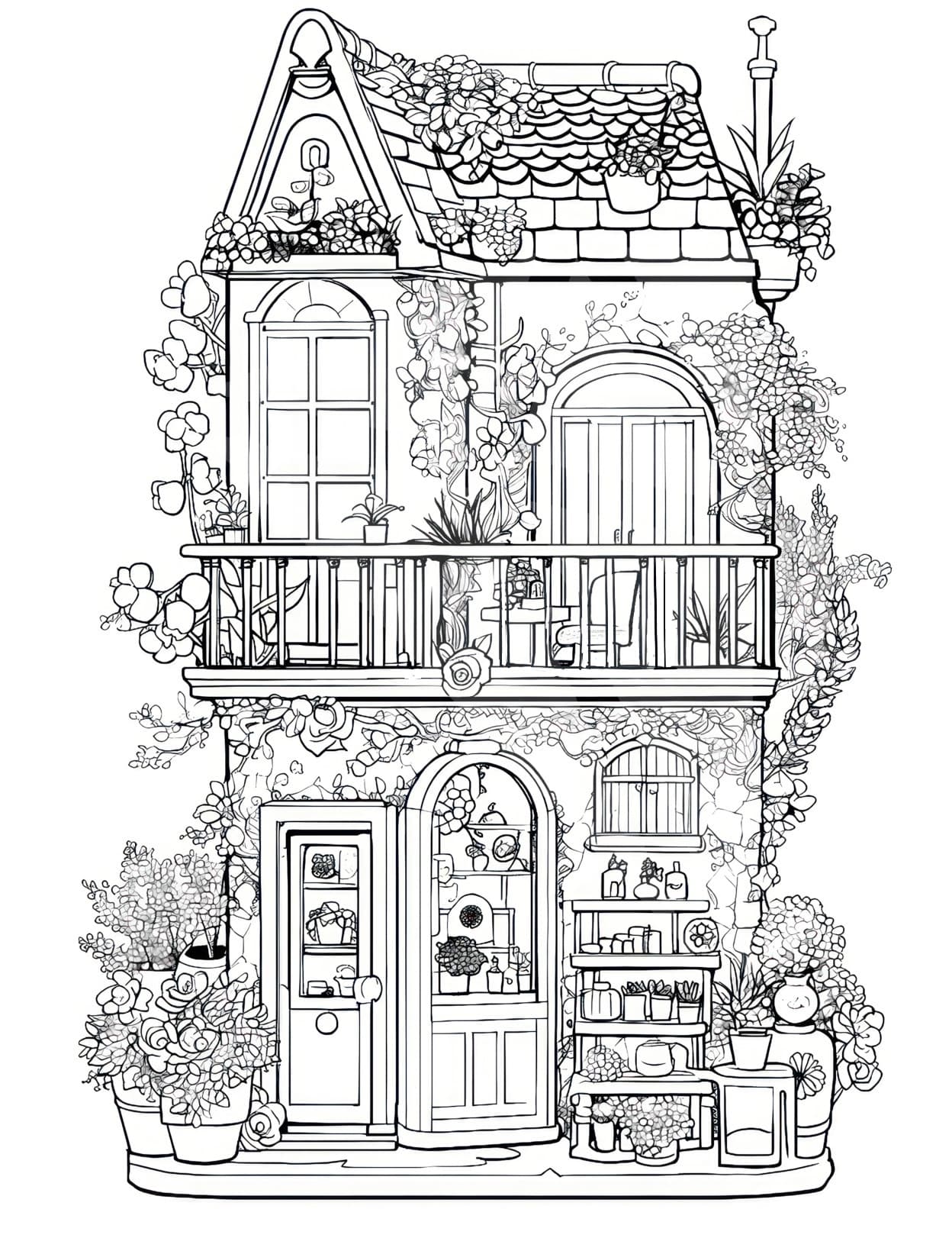 House coloring pages for adults and kids