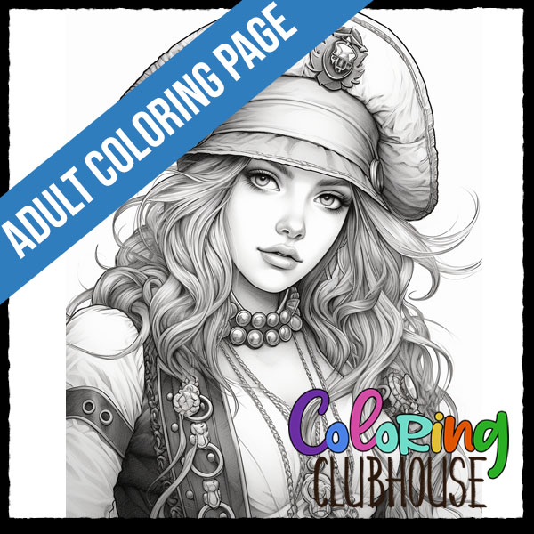 Pretty pirate woman grayscale fantasy coloring page free pdf coloring clubhouse