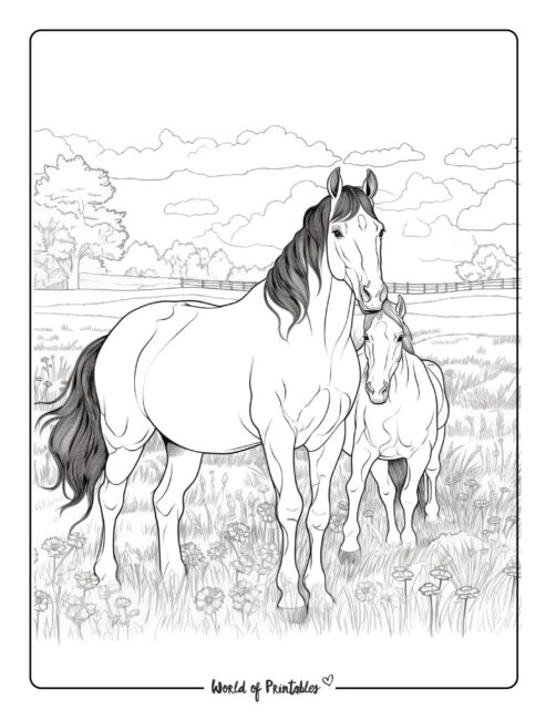 Horse coloring pages for kids adults