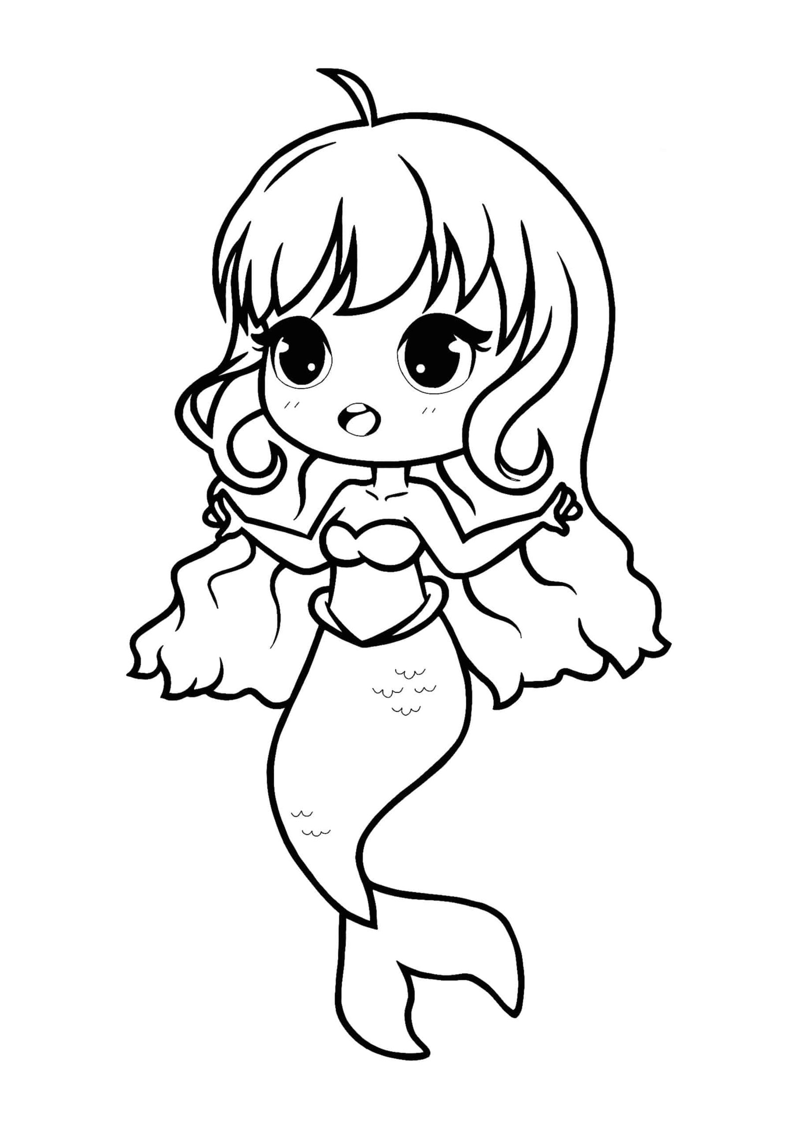 Kawaii mermaid coloring pages