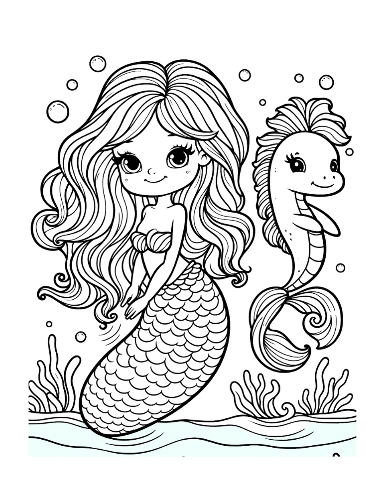 Free printable mermaid coloring pages