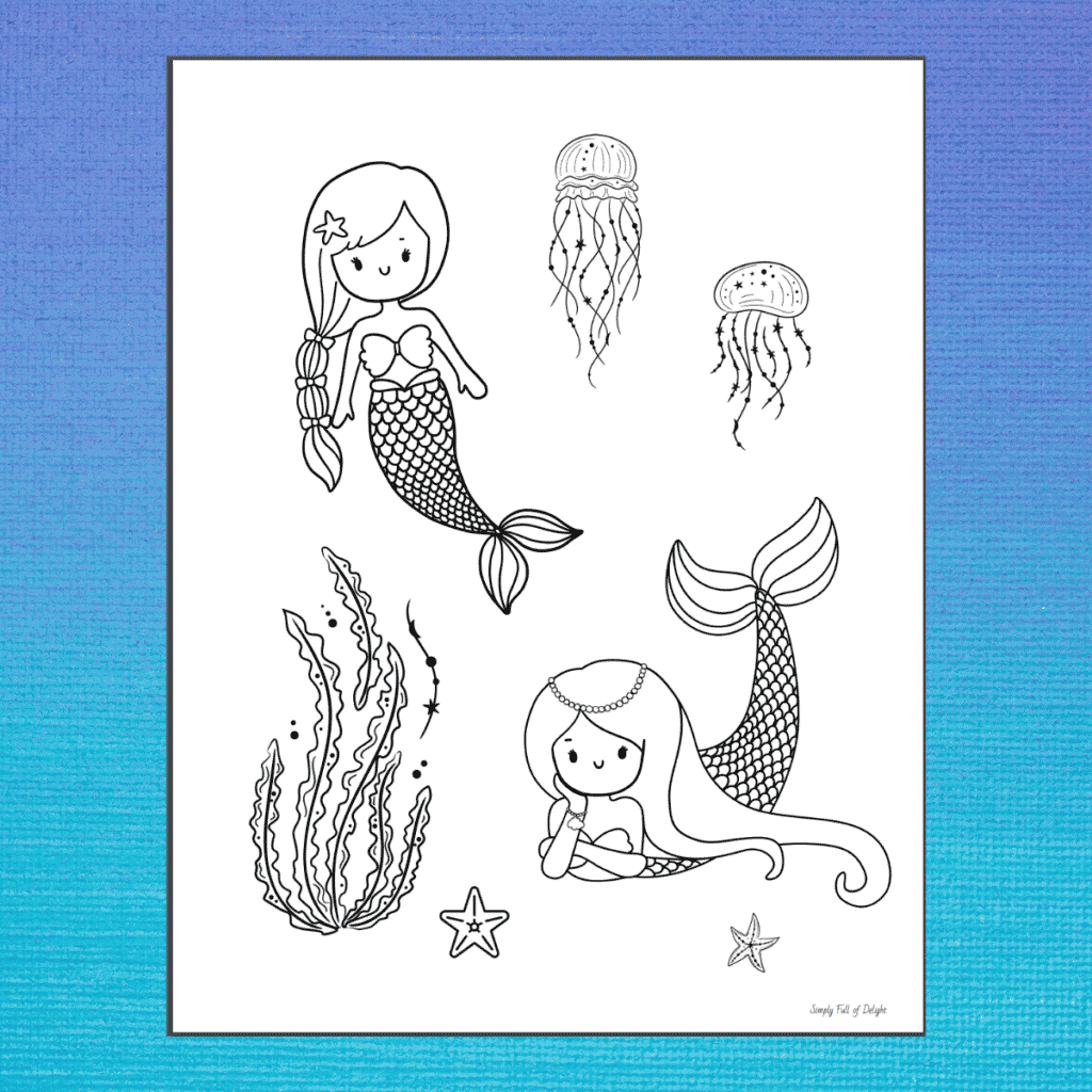 Beautiful mermaid coloring pages for kids free printables