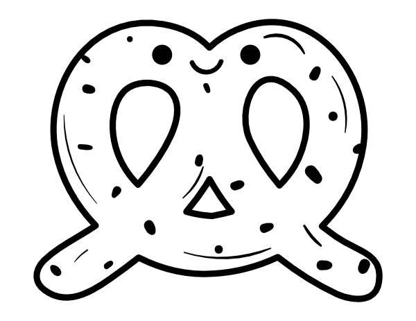 Printable kawaii pretzel coloring page