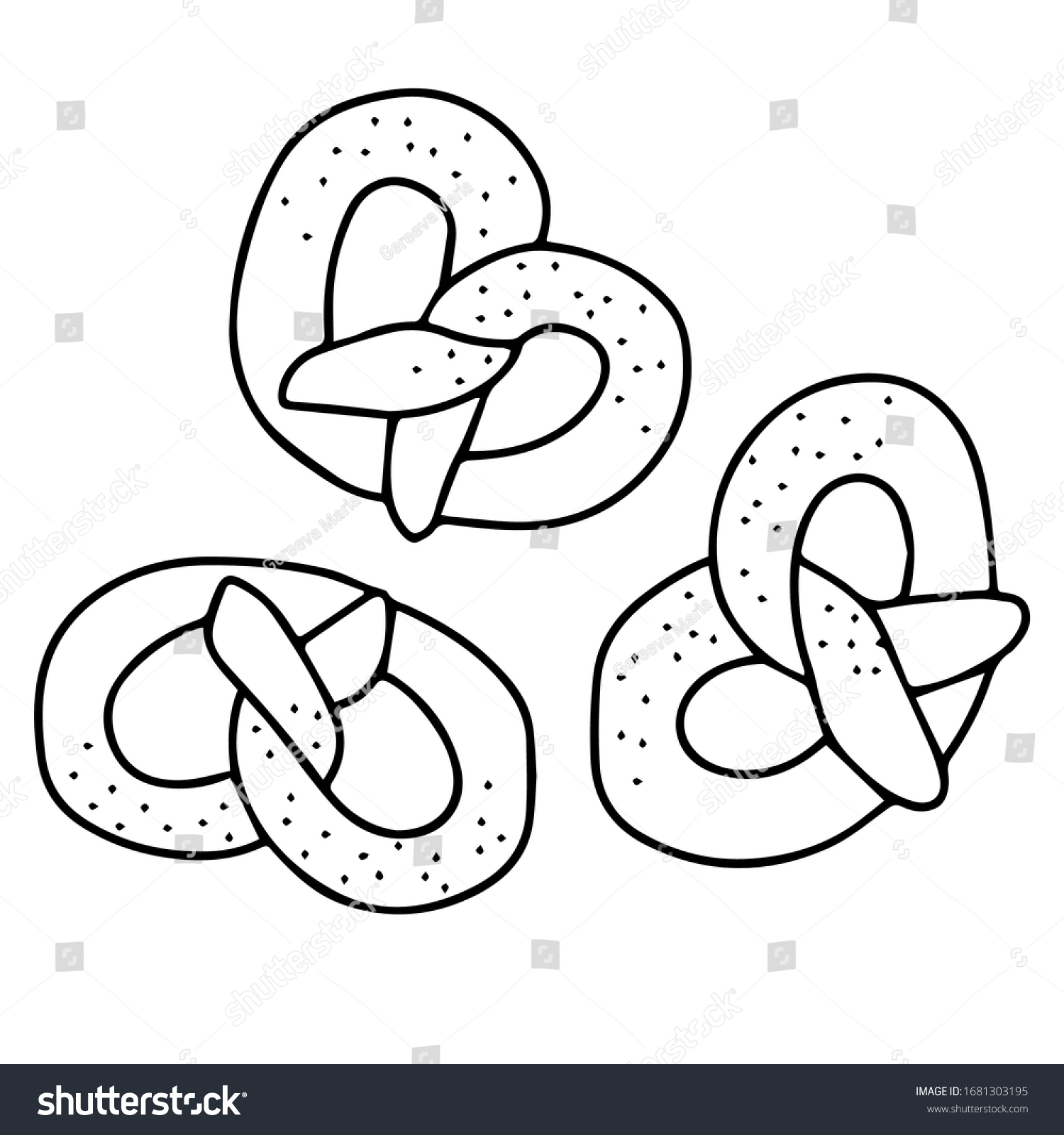 Pretzel vector line icon twisted saltbakery stock vector royalty free