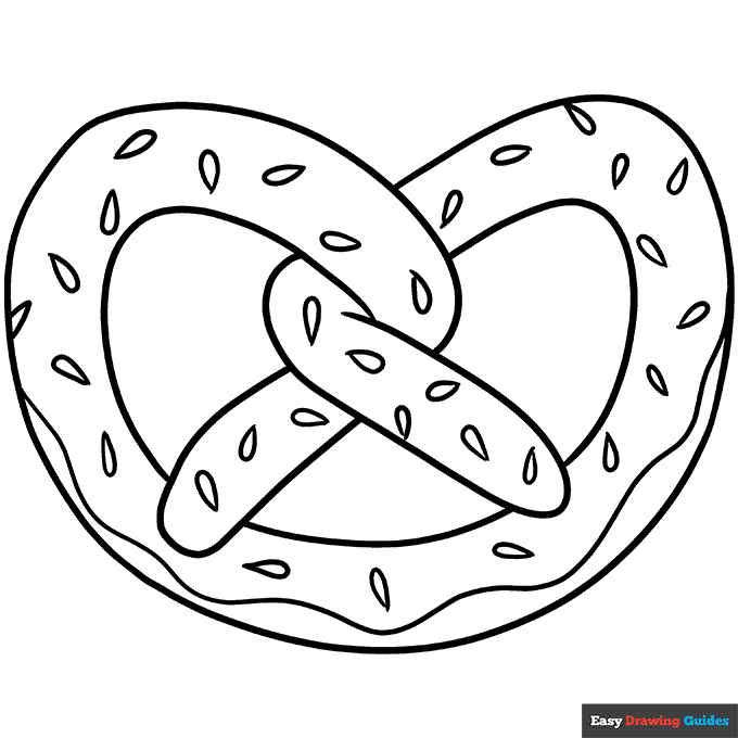 Pretzel coloring page easy drawing guides