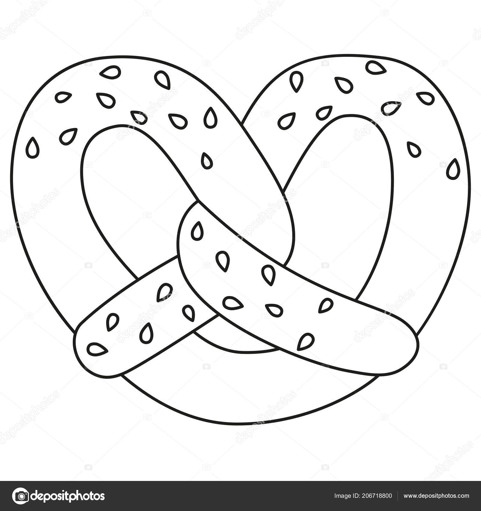 Line art black white pretzel sesame seed coloring book page stock vector by bessyana