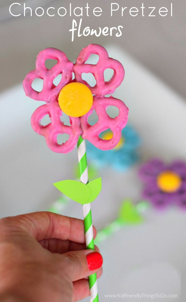 Easy spring flowers chocolate covered pretzel recipe