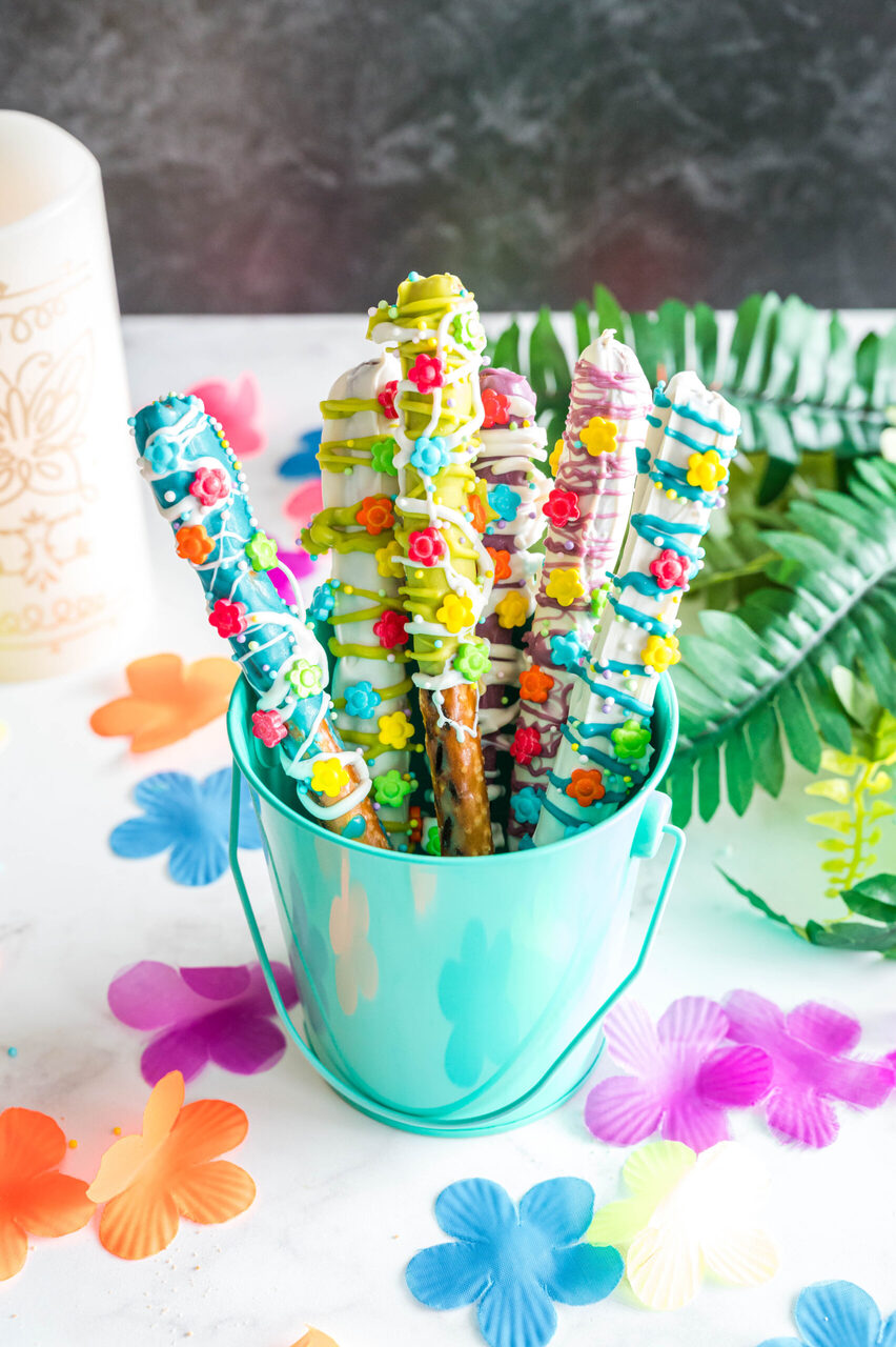 Encanto chocolate dipped pretzel rods