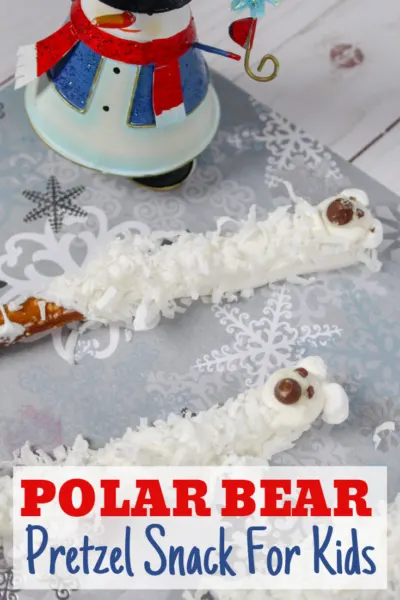 Polar bear pretzels cute kids winter snack