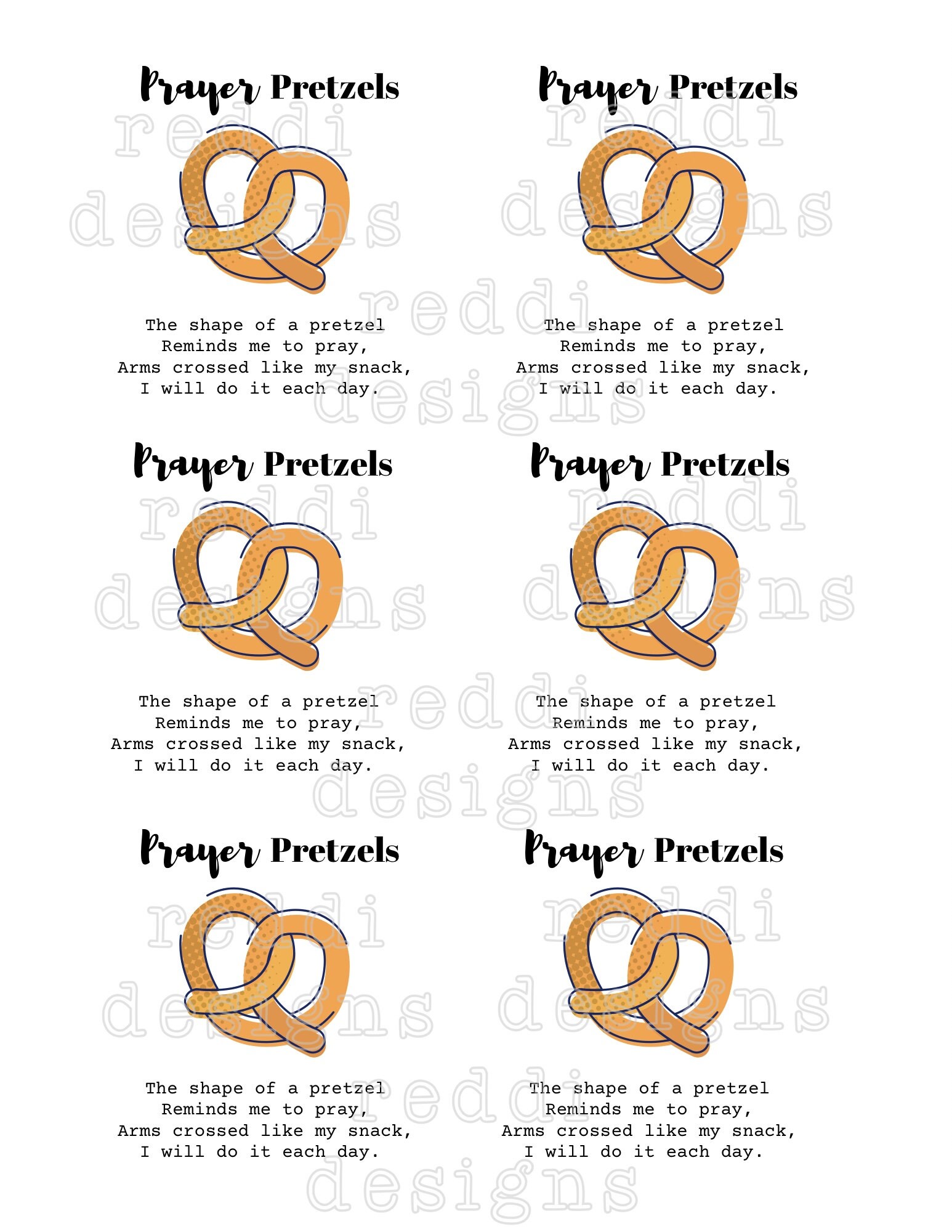 Prayer pretzels tag instant download