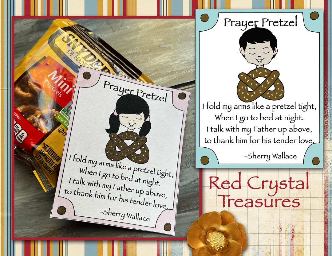 Pretzel prayer poem gift tag e follow me lessons