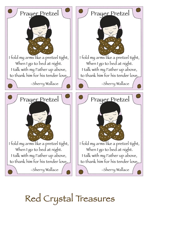 Pretzel prayer poem gift tag e follow me lessons