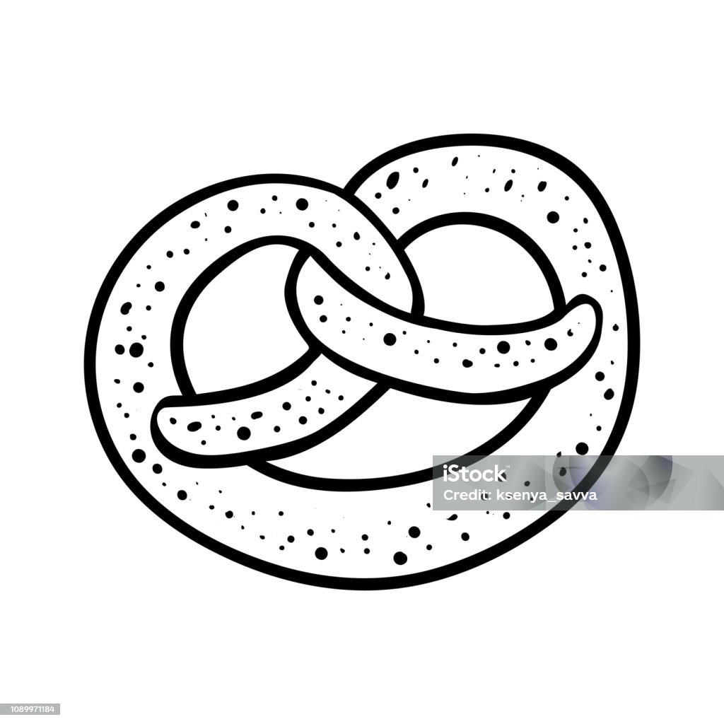 Coloring book pretzel stock illustration