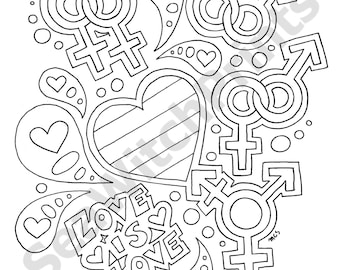 Lgbtq pride printable coloring pages set of digital download lgbt coloring page lgbt pride coloring pride coloring adult coloring