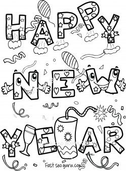 Happy new year coloring sheets for kids