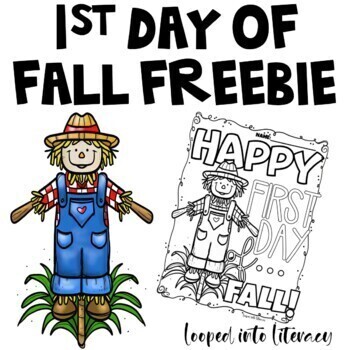 Free first day of fall coloring page september by looped into literacy