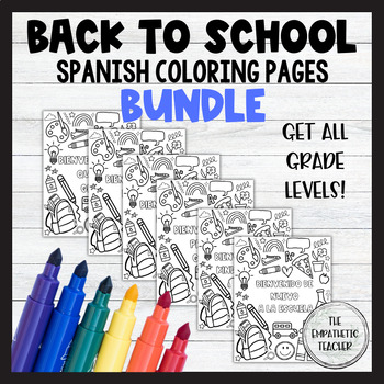 First day of school coloring page spanish tpt