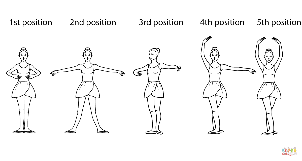 Ballet positions coloring page free printable coloring pages