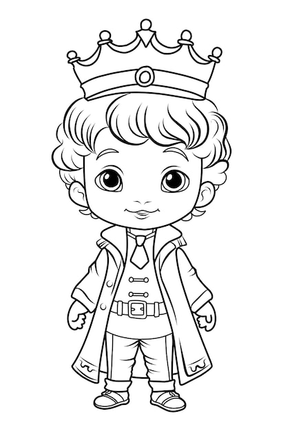 Premium vector prince coloring page coloring page prince in a crown and royal clothes