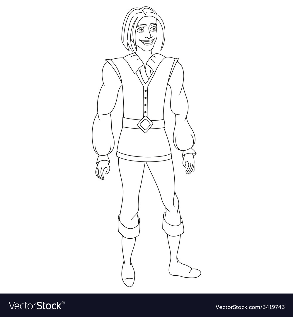 Brave prince coloring book page royalty free vector image