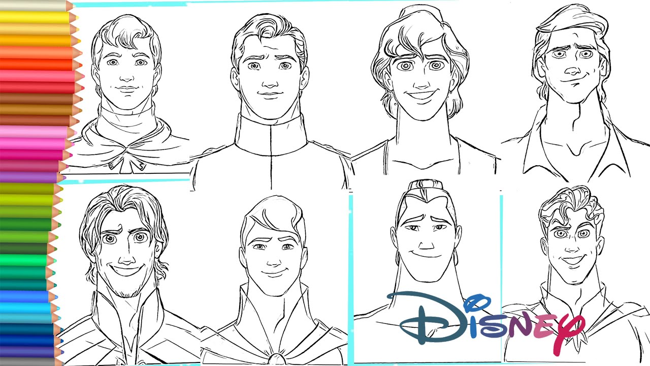 Coloring disney prince face aladdin eric flynn philip naveen