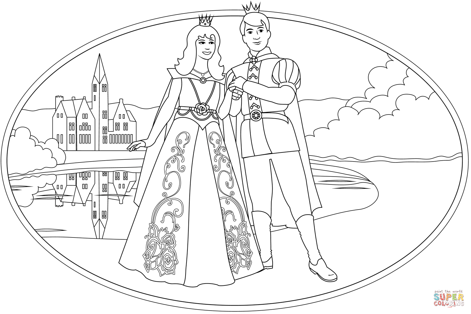 Prince and princess coloring page free printable coloring pages