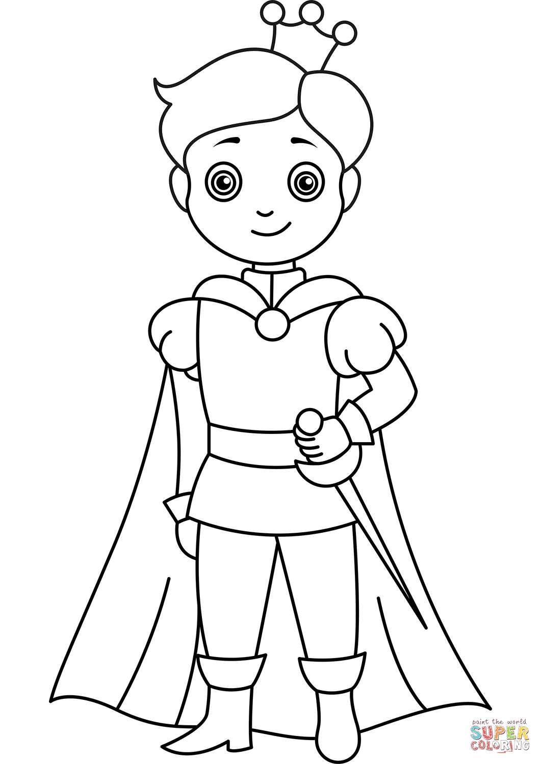 Cartoon prince coloring page free printable coloring pages