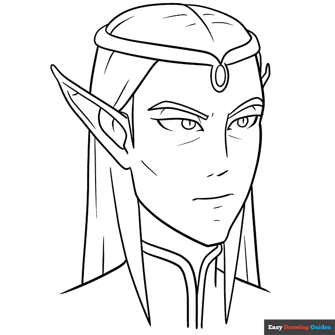 Anime elf easy coloring page easy drawing guides