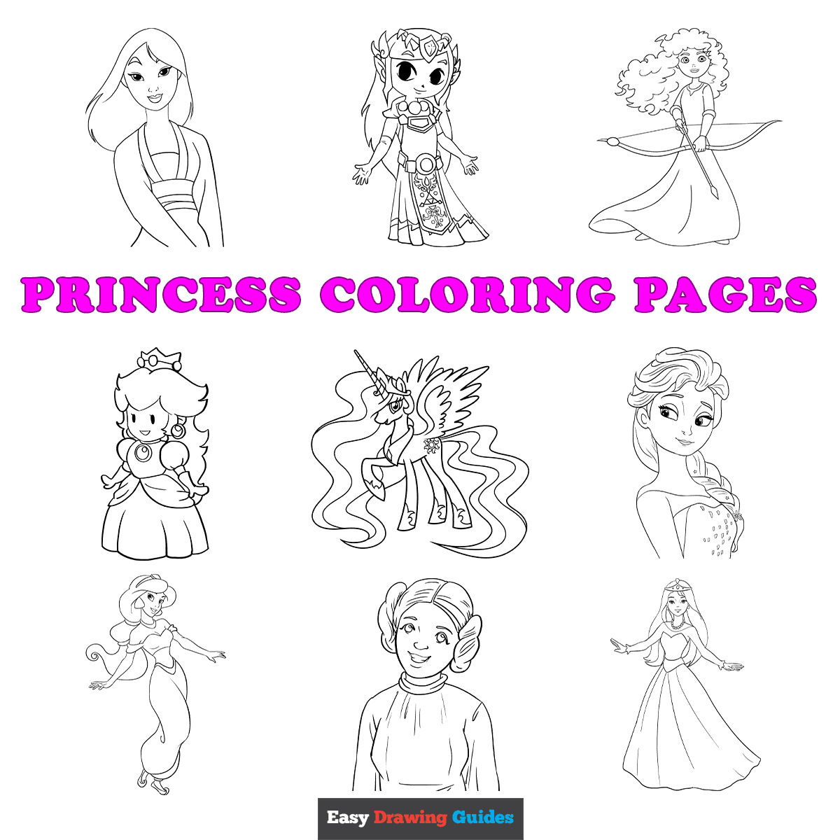 Princess drawings easy drawing guides