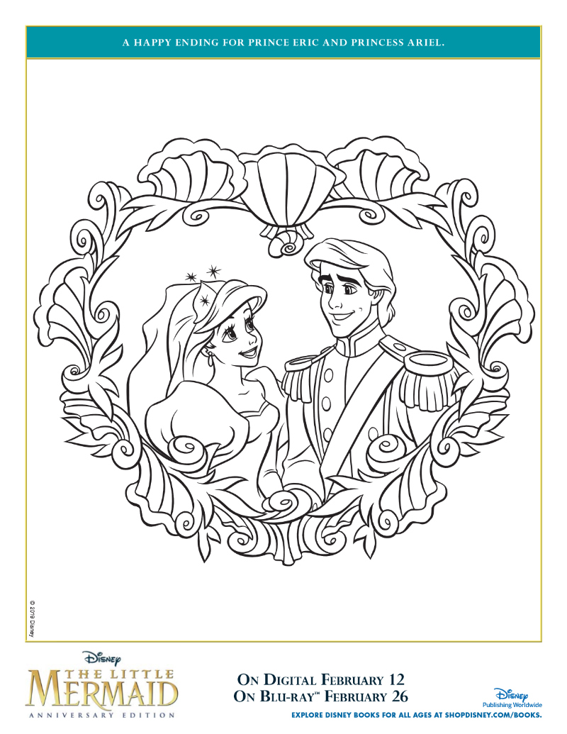 Princess ariel prince eric printable coloring page