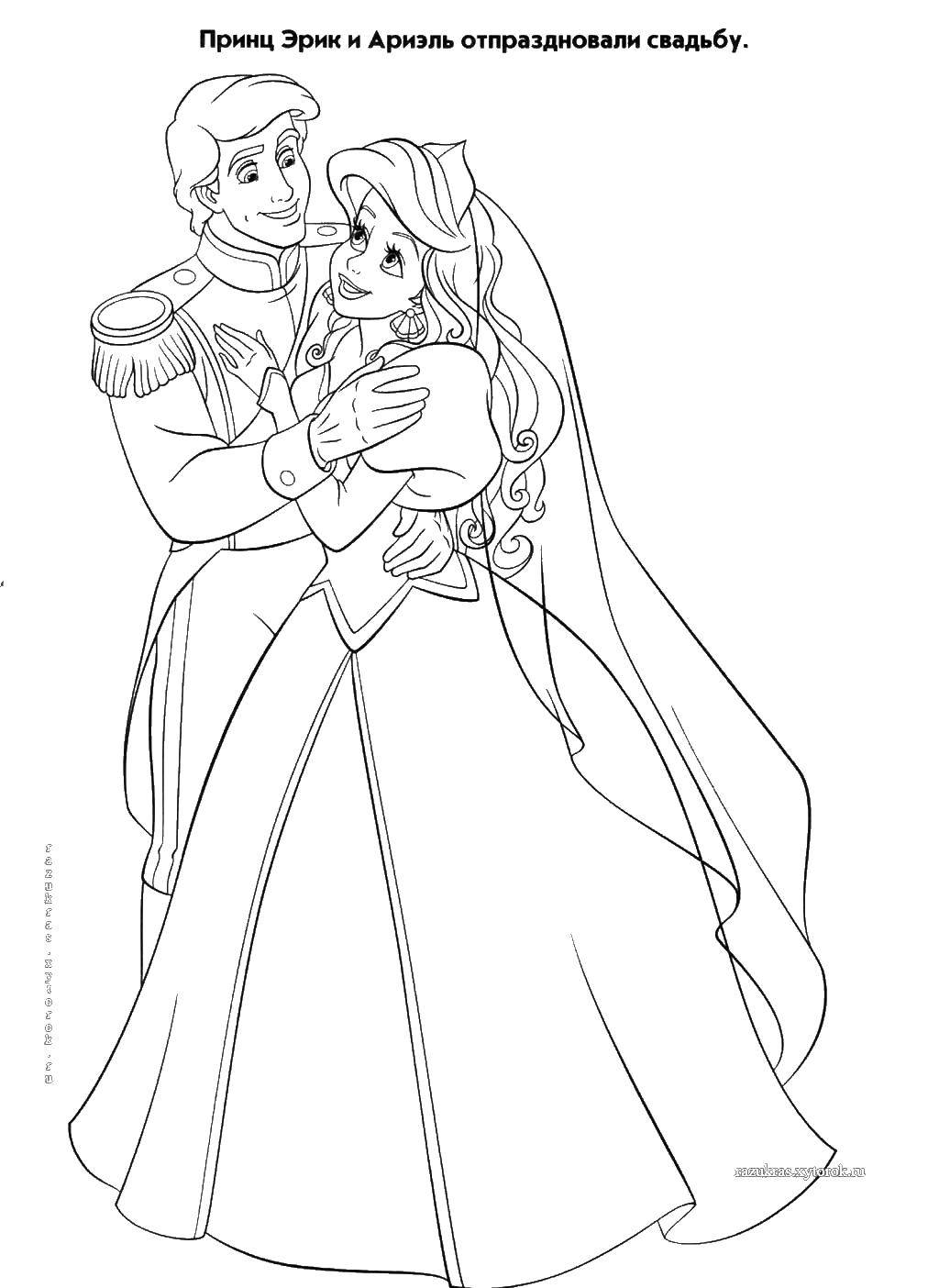 Online coloring pages coloring page the wedding of prince eric and ariel wedding download print coloring page