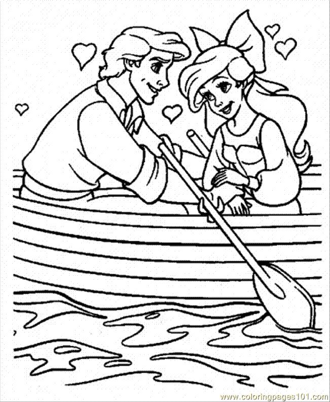 Coloring pages ariel and prince eric cartoons the little