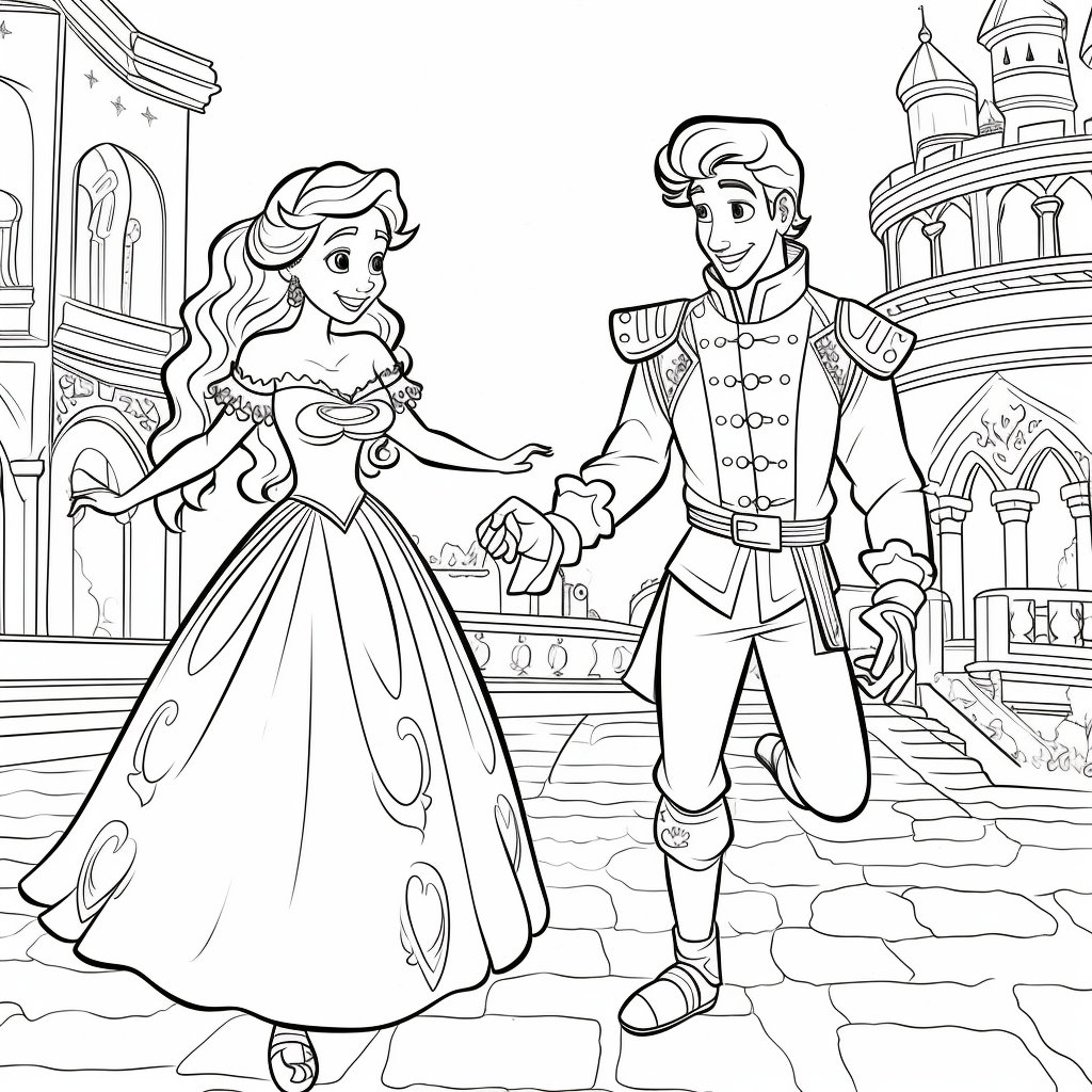 Princes and princesses printable coloring pages