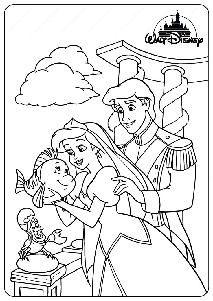 Printable ariel and prince eric coloring pages coloring pages ariel coloring pages disney coloring pages