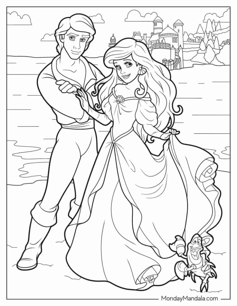 Ariel coloring pages free pdf printables