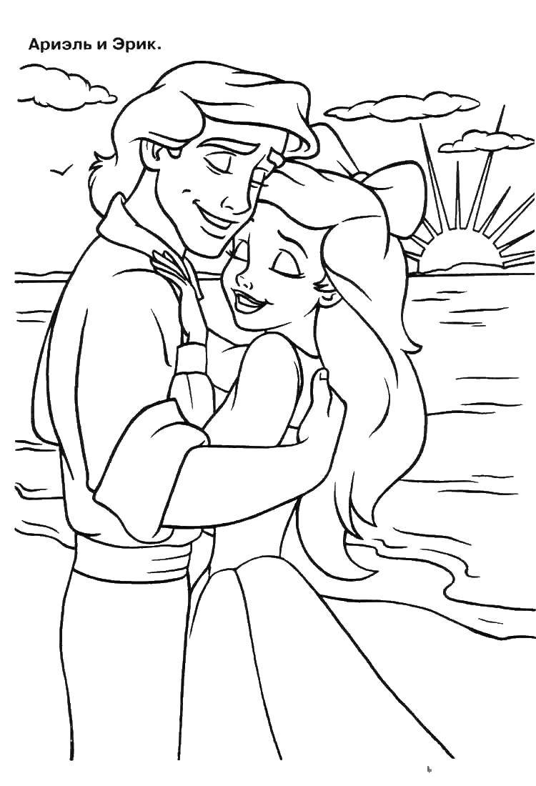 Online coloring pages ariel coloring ariel and prince eric disney cartoons