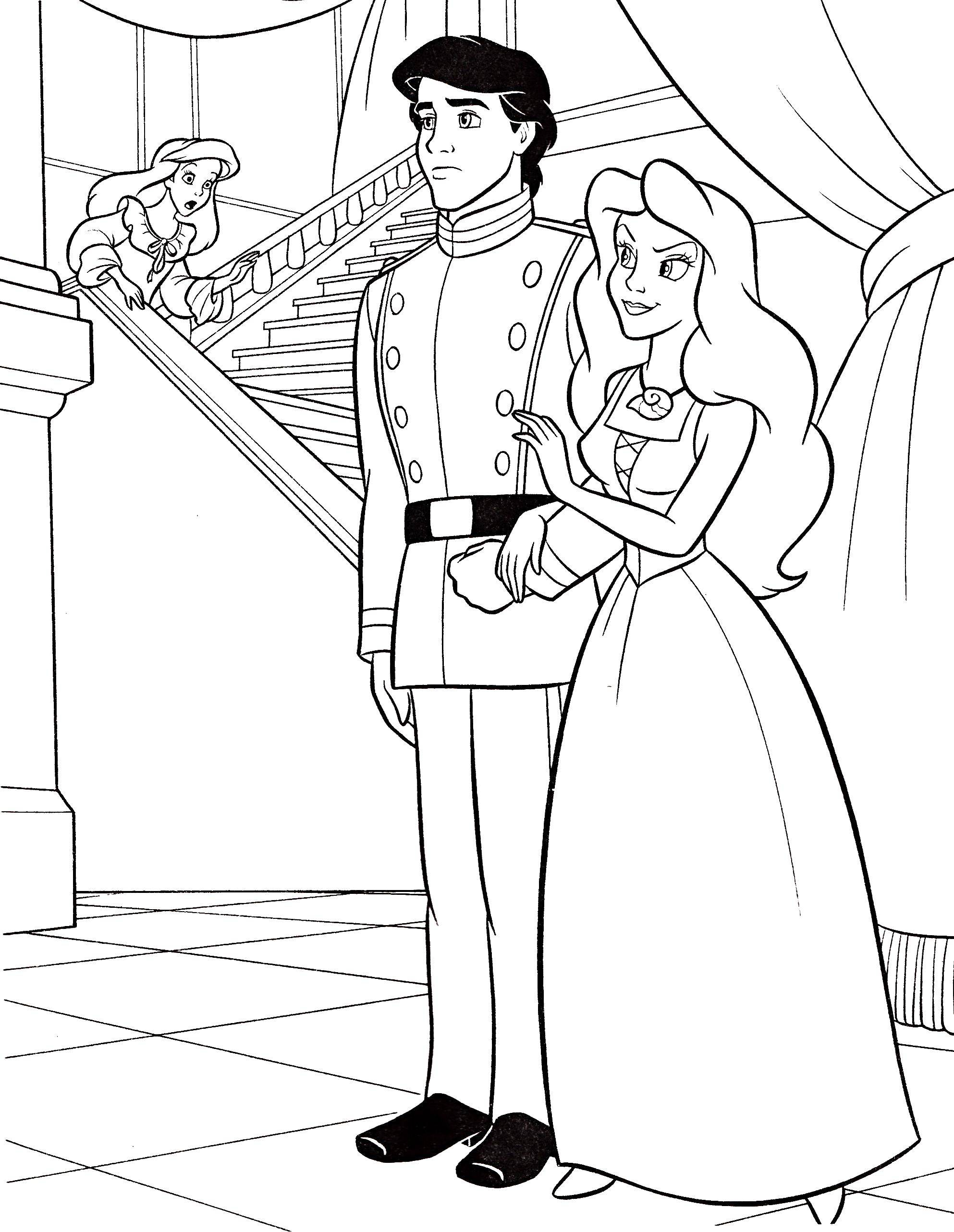 Online coloring pages coloring page ariel ns to prince eric the little mermaid ariel download print coloring page