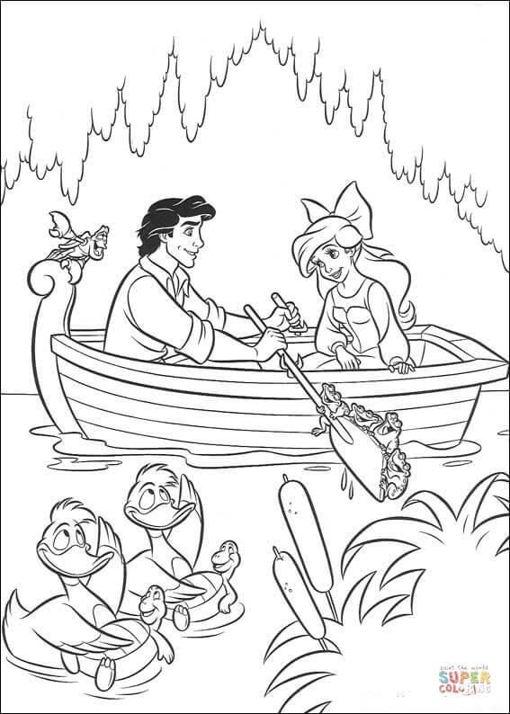 The prince eric and ariel coloring page free printable coloring pages