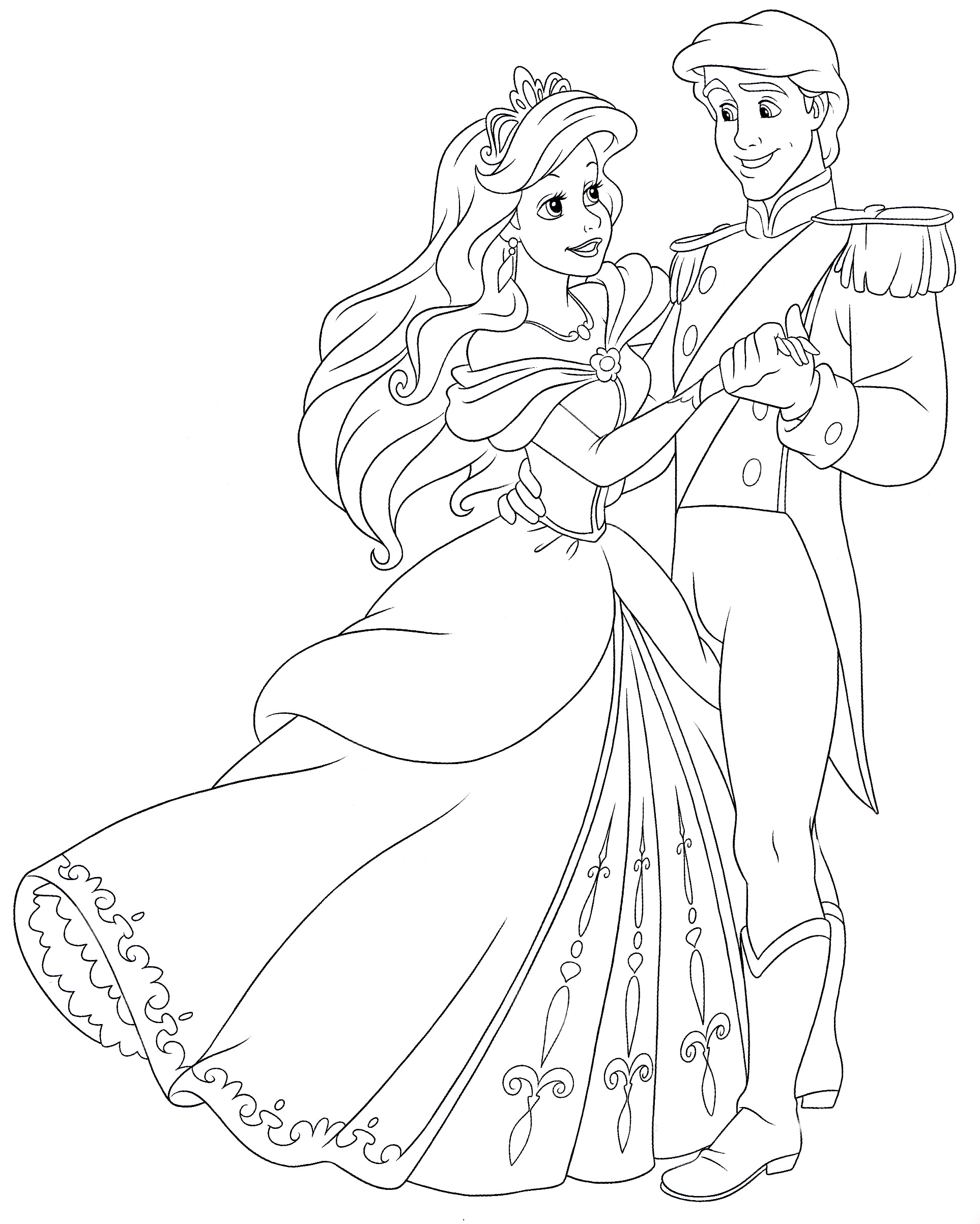 Walt disney coloring pages â princess ariel prince eric