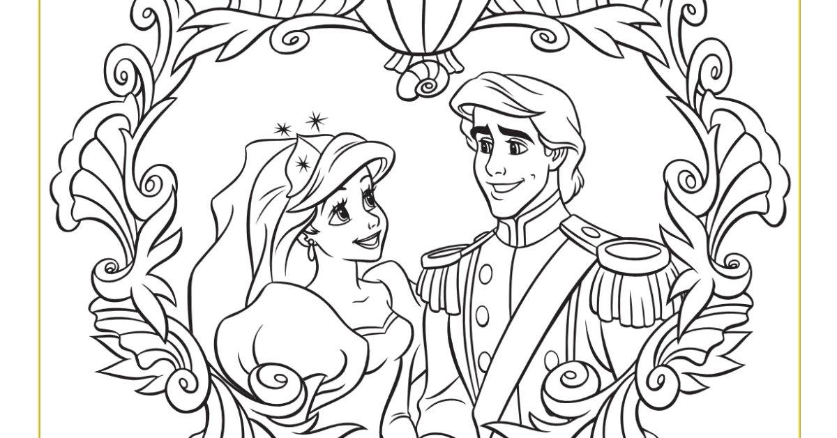 Princess ariel prince eric printable coloring page