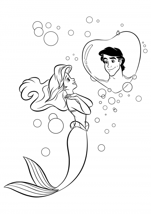 Ariel dreams of prince eric coloring pages mermaid coloring pages