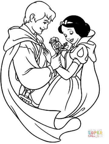 Snow white and the prince coloring page free printable coloring pages